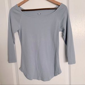 3 Dots cotton blue boat neck dolman 3/4  sleeve M